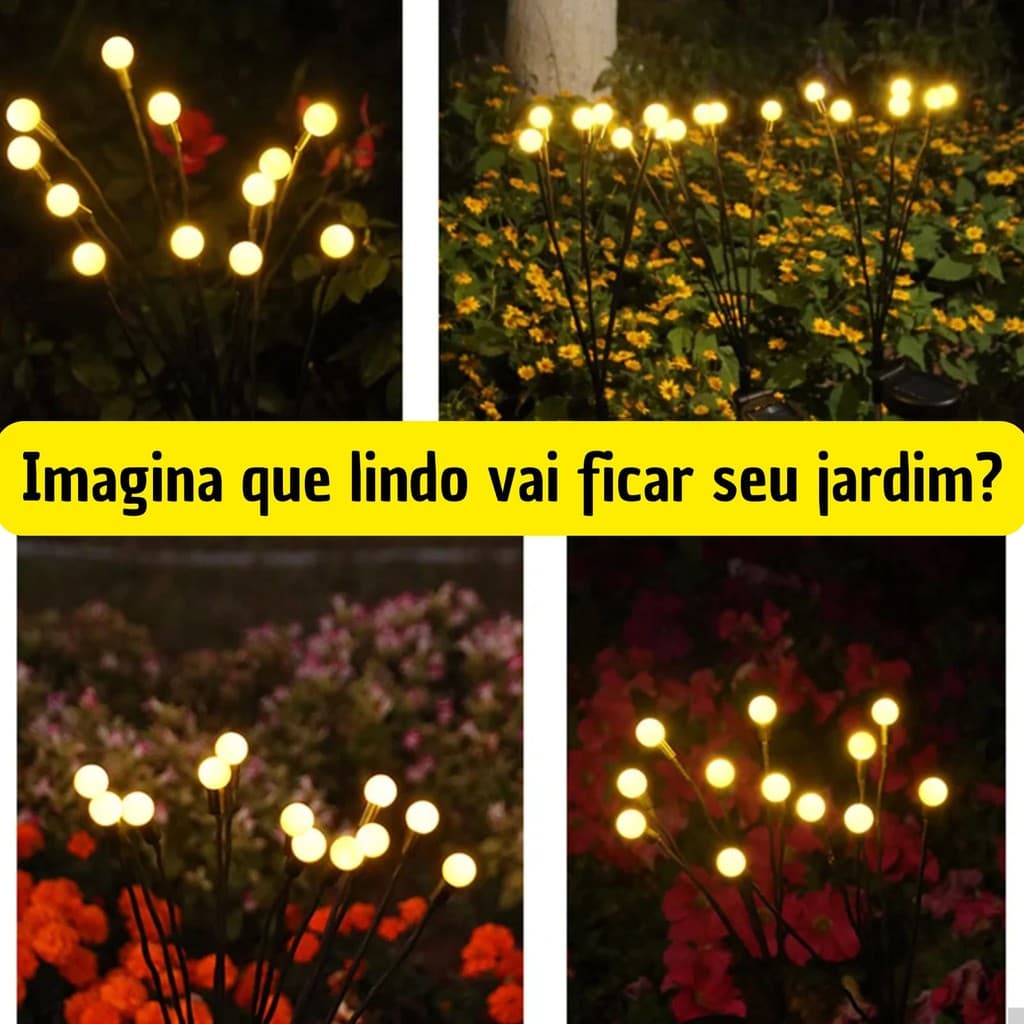 Luzes Solares Jardim em Forma Vagalume Decoração 24 Leds