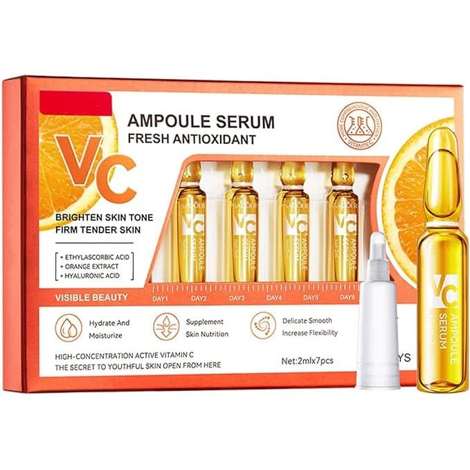 Kit 7 Ampolas Sérum Facial Vitamina C Hidratante e Clareador