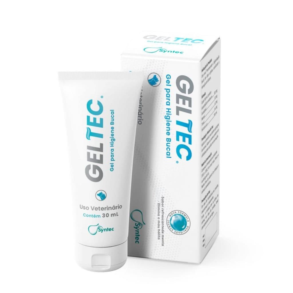 Pasta de Dente para Cachorro Gato Pet Creme Dental Geltec 30g Menta Elimina Mau Hálito Refrescante