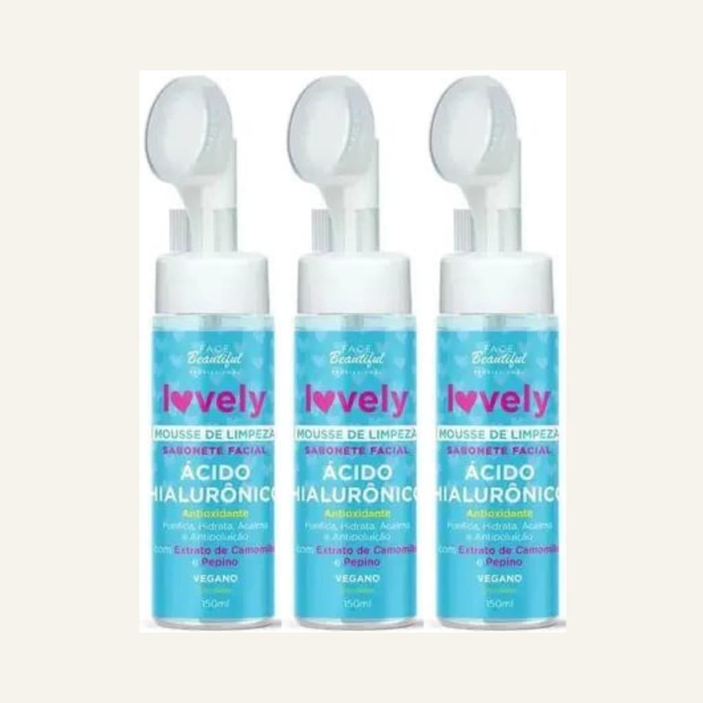 Kit 3 Lovely - Sabonete Mousse de Limpeza Ácido Hialurônico