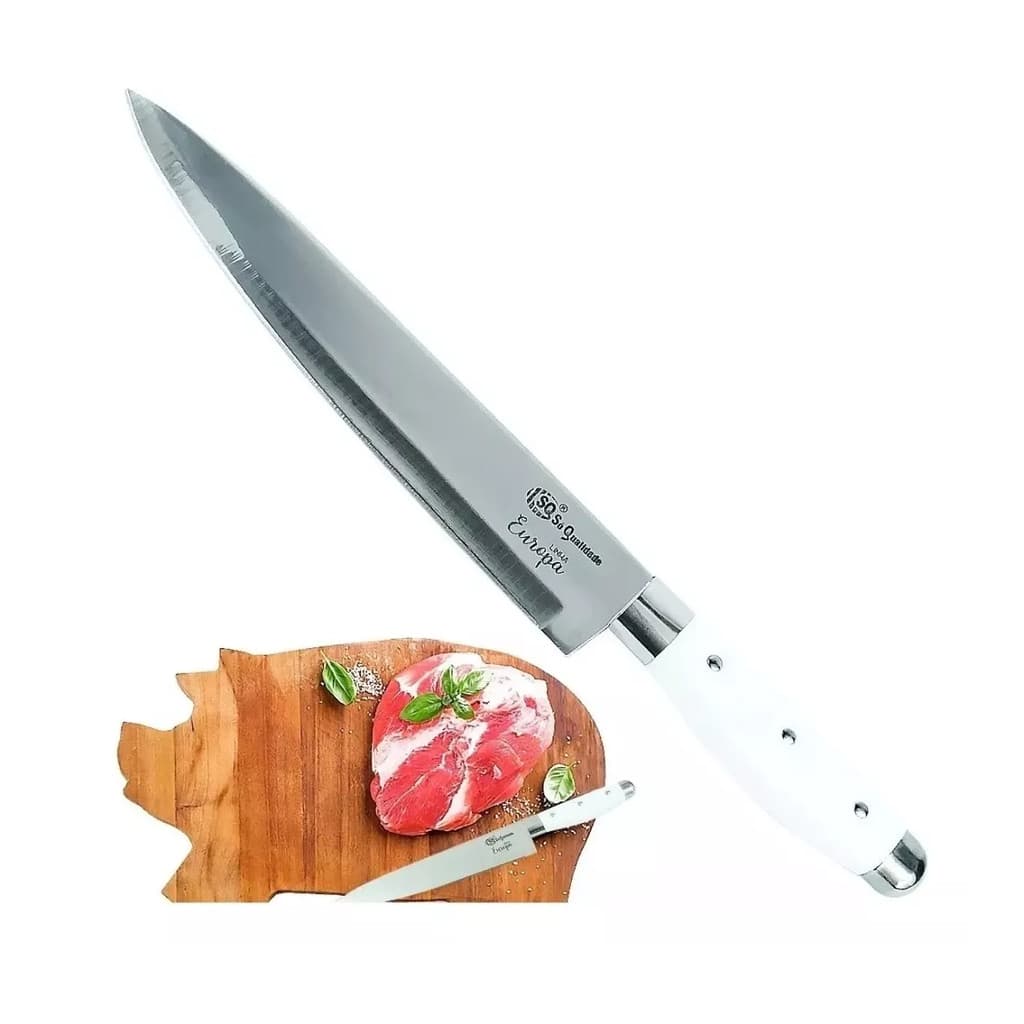 Faca de Carne Churrasco Peixeis 24cm Corte Fino Aço inox