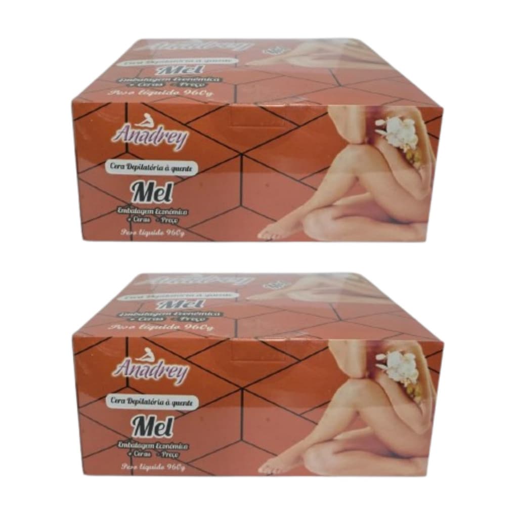 Kit Com 2 Cera Depilatória Anadrey Mel 960g