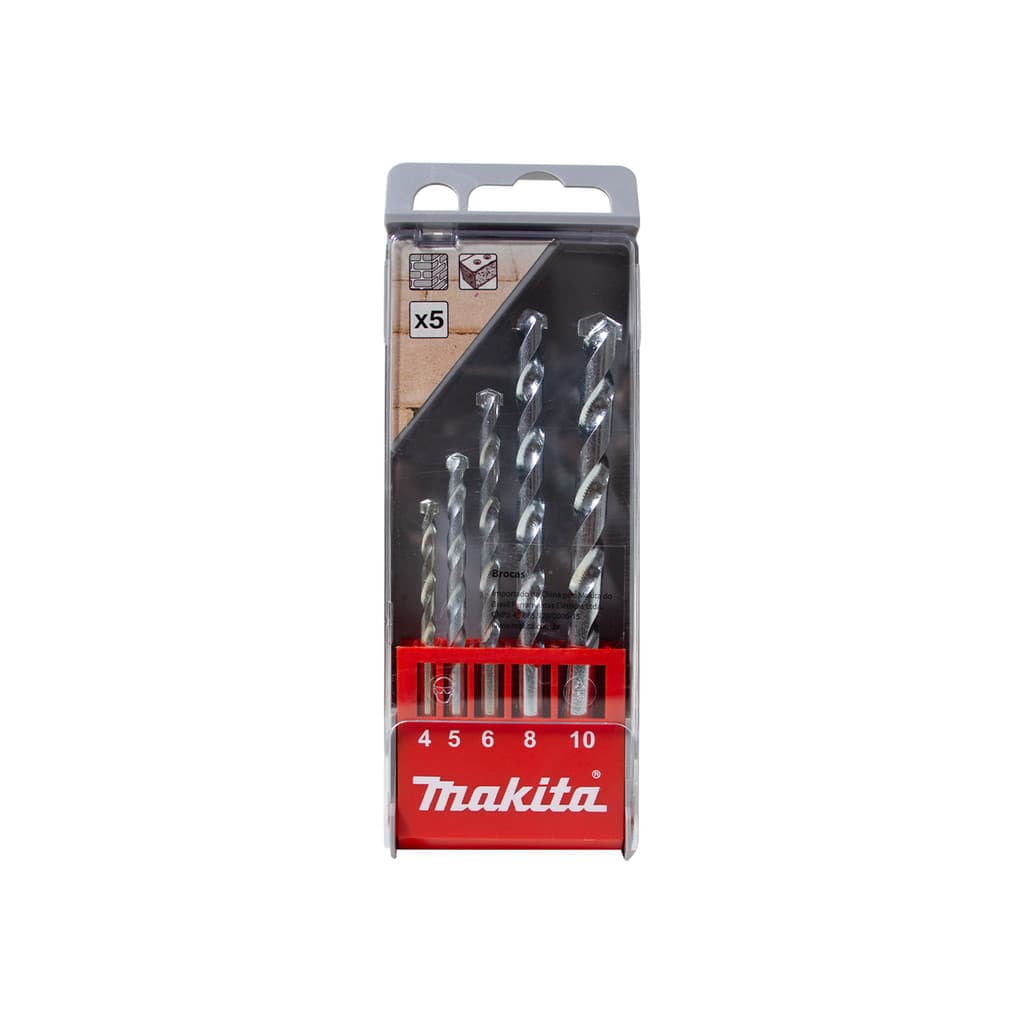 Kit Jogo de Brocas de Furadeira Para Concreto Com 5 Brocas D-41040 Makita