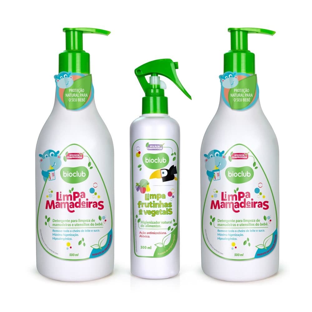 Kit Queridinhos Bioclub® - Limpa Mamadeiras, Frutinhas e Vegetais