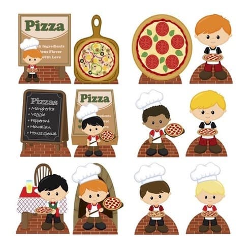 Kit 10 Display Mesa Festa Da Pizza Festa Decoração 20cm