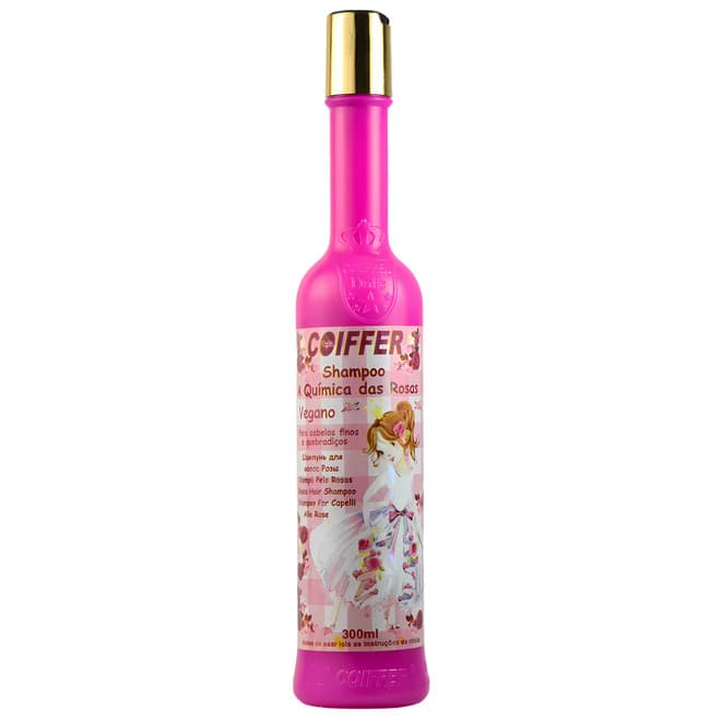 Shampoo de Rosas Coiffer 300ml Aumenta o Diâmetro do Fio e o Crescimento