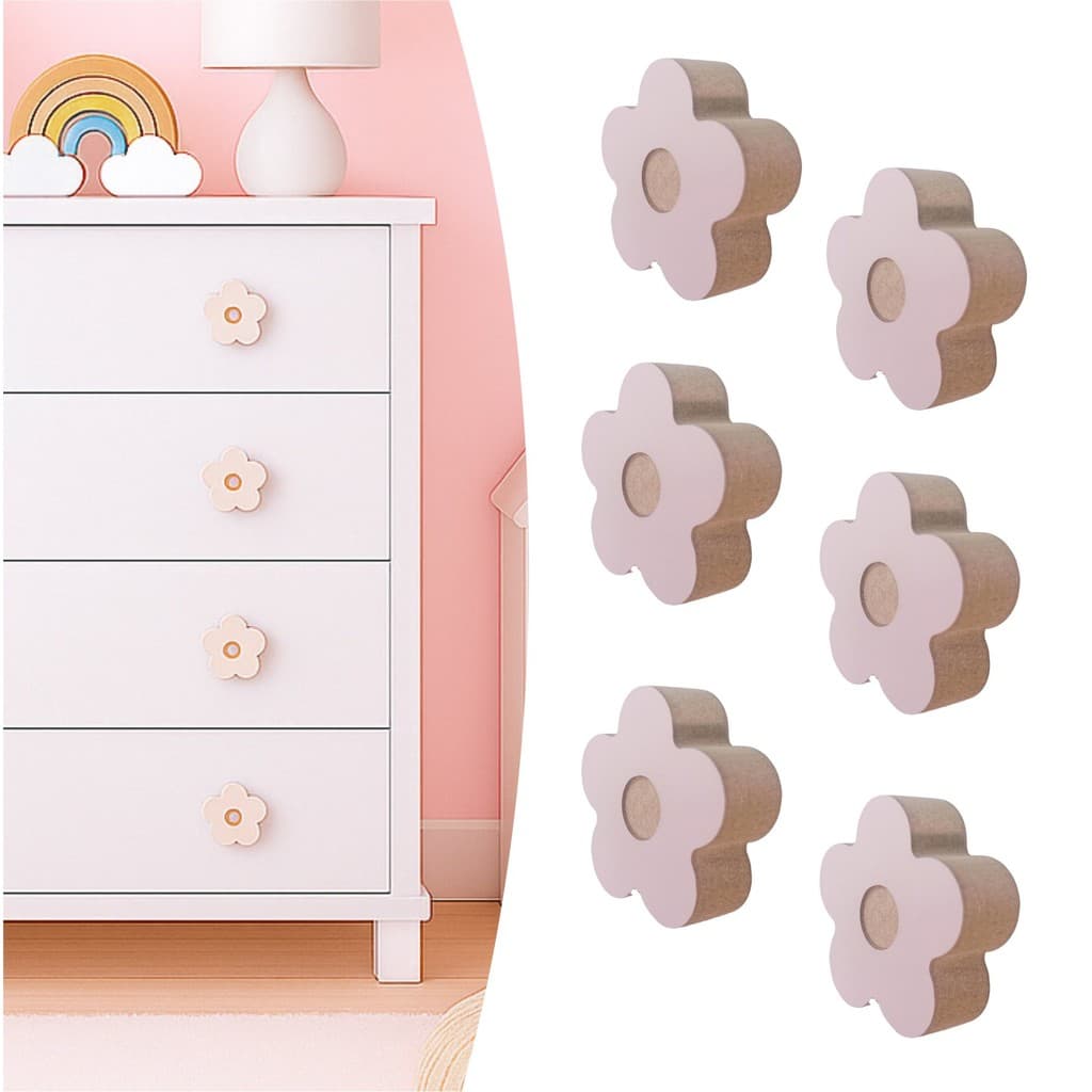 6 Puxadores Flor Infantil Gaveta Armário Móveis Quarto bebê