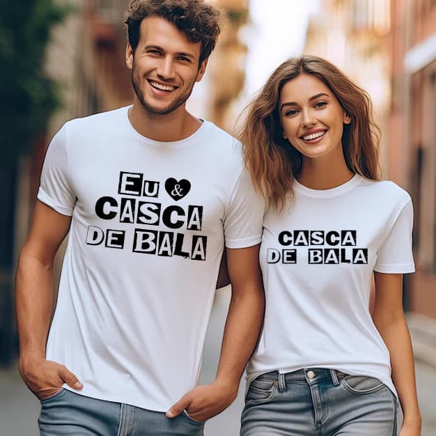 Camiseta Noivos Kit camisa eu e casca de bala - Dia dos namorados, casal, presente Premium Envio Rápido