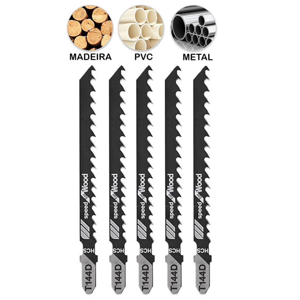 Kit 5 Peças Lâminas Para Serra Tico Tico T144D Serrinhas Para Adaptador De Serras Corte