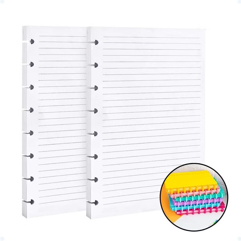 REFIL Caderno Inteligente Bloco Branco Pautado Caderno Disco 80 Folhas