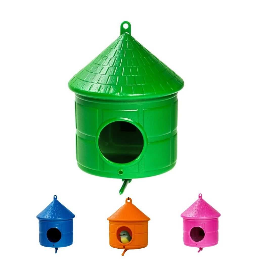 Casinha para Pássaro Jardim Ninho Decorativo C/ Poleiro Gancho