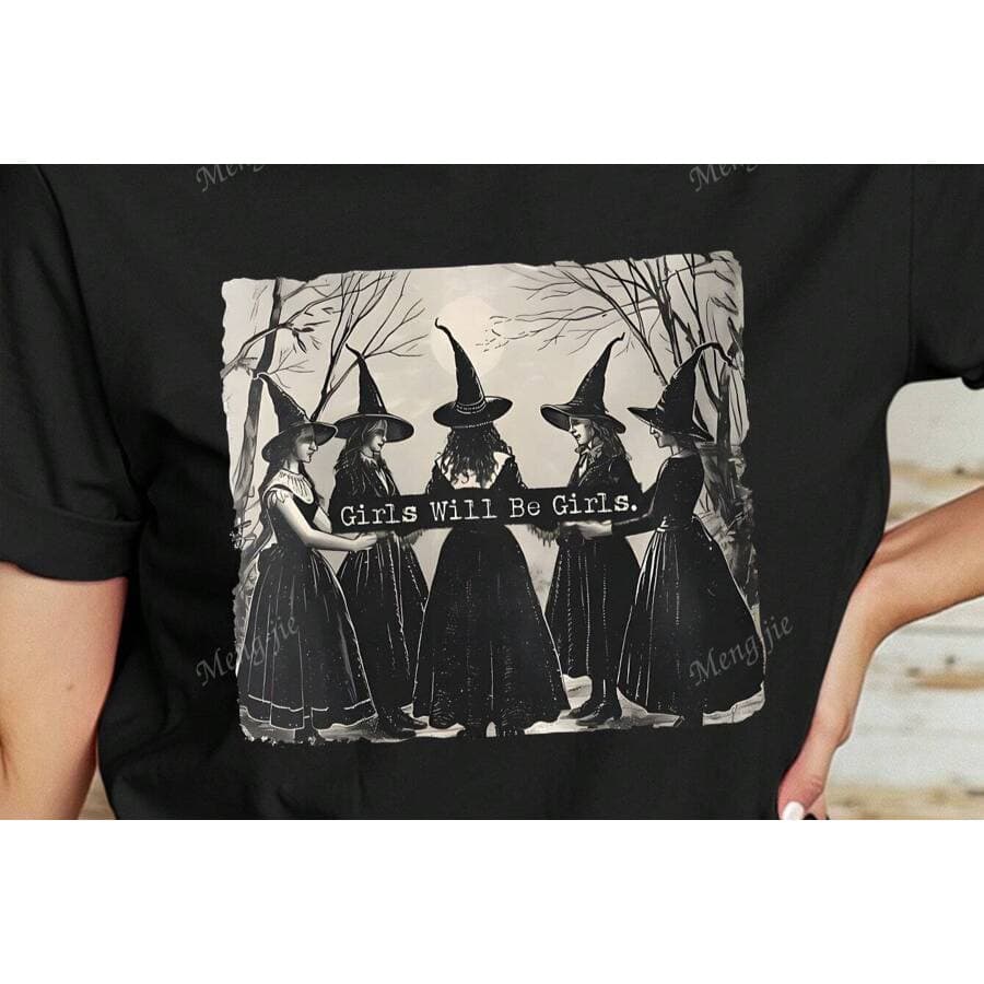 Camiseta 100% Algodão com Estampa de Bruxa para Mulheres Envio Rápido Lançamento