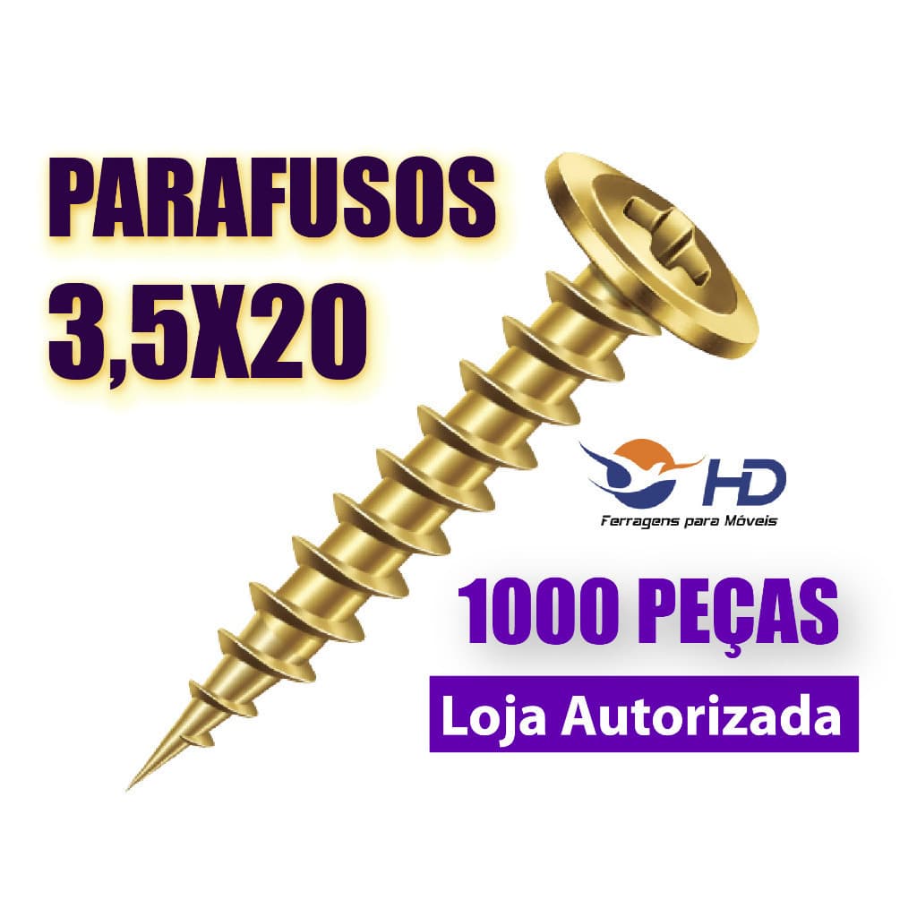 Parafuso 3,5 X 20 Chipboard Flangeado Phillips para Madeira - HD CAIXA COM 1000 peças ok
