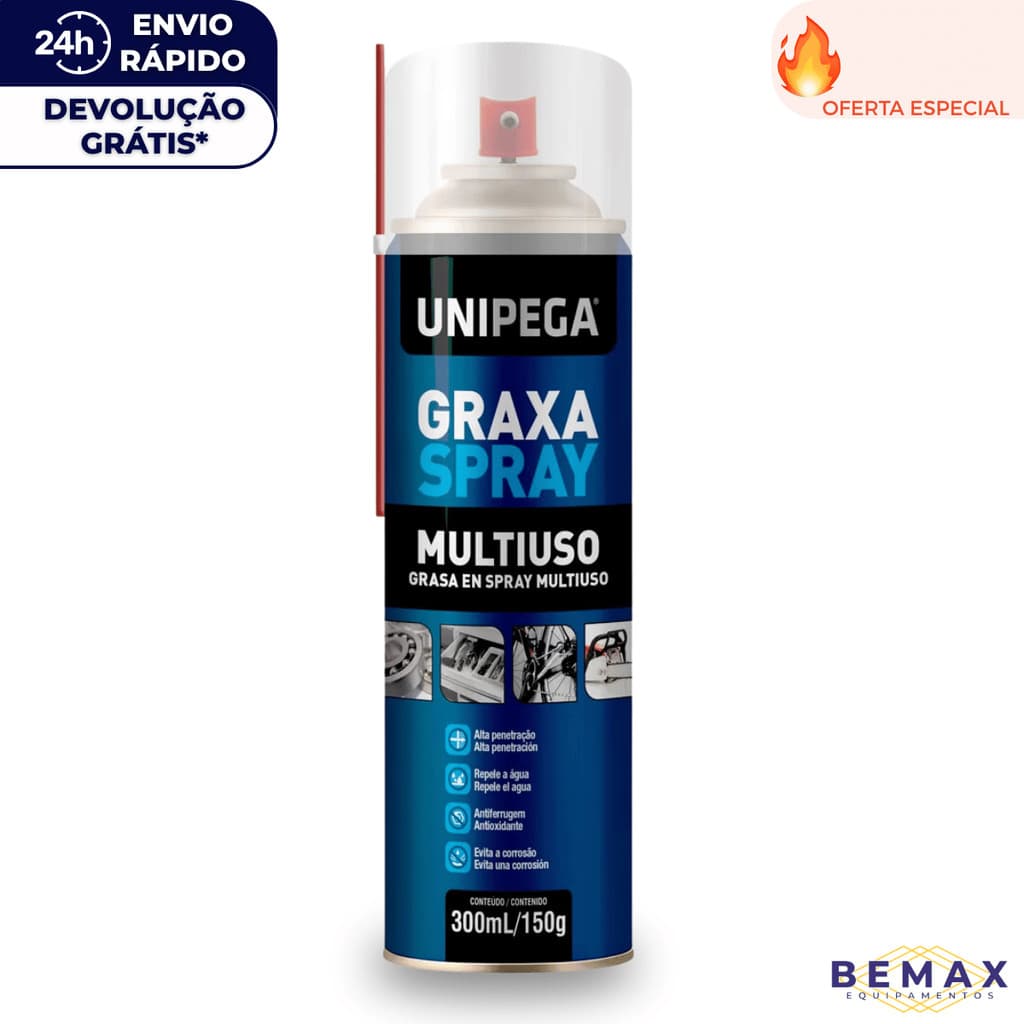 Graxa Spray Lubrificante Multiuso Anti Ferrugem Rolamento Bicicleta Moto Trilhos 300ml