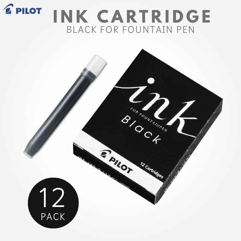 Pilot Fountain Pen Ink Cartridges - Black (12 Pack)