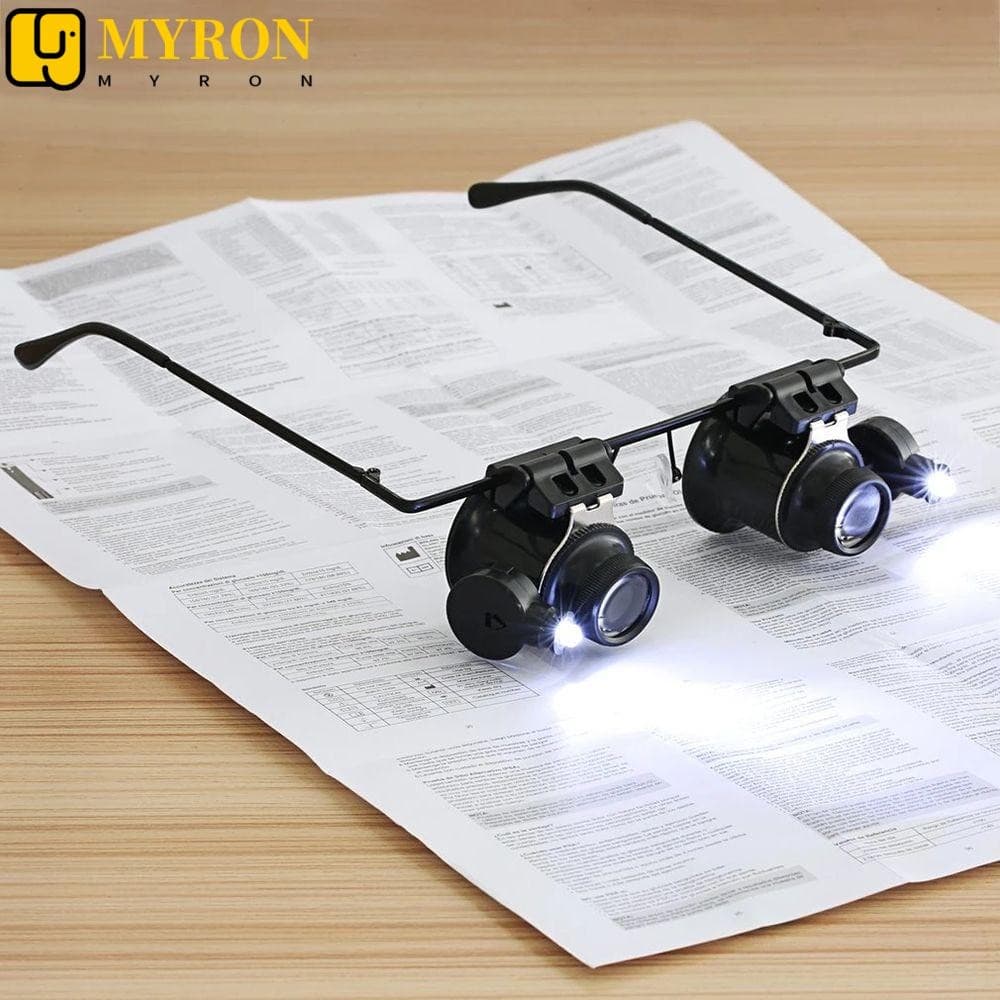 MYRON1 Óculos De Olho Duplo Tipo Com Lupa De Luzes LED Ferramenta De Inspeção De Joalheiro Profissional