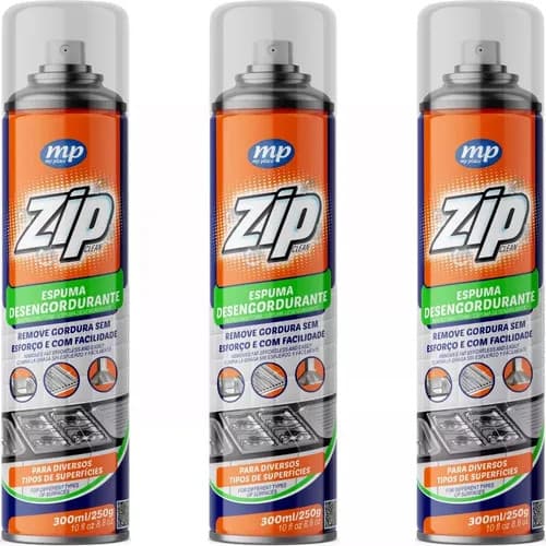 kit 3 espuma desengordurante zip spray 300ml cozinha fogão geladeira microondas armários inox mesa