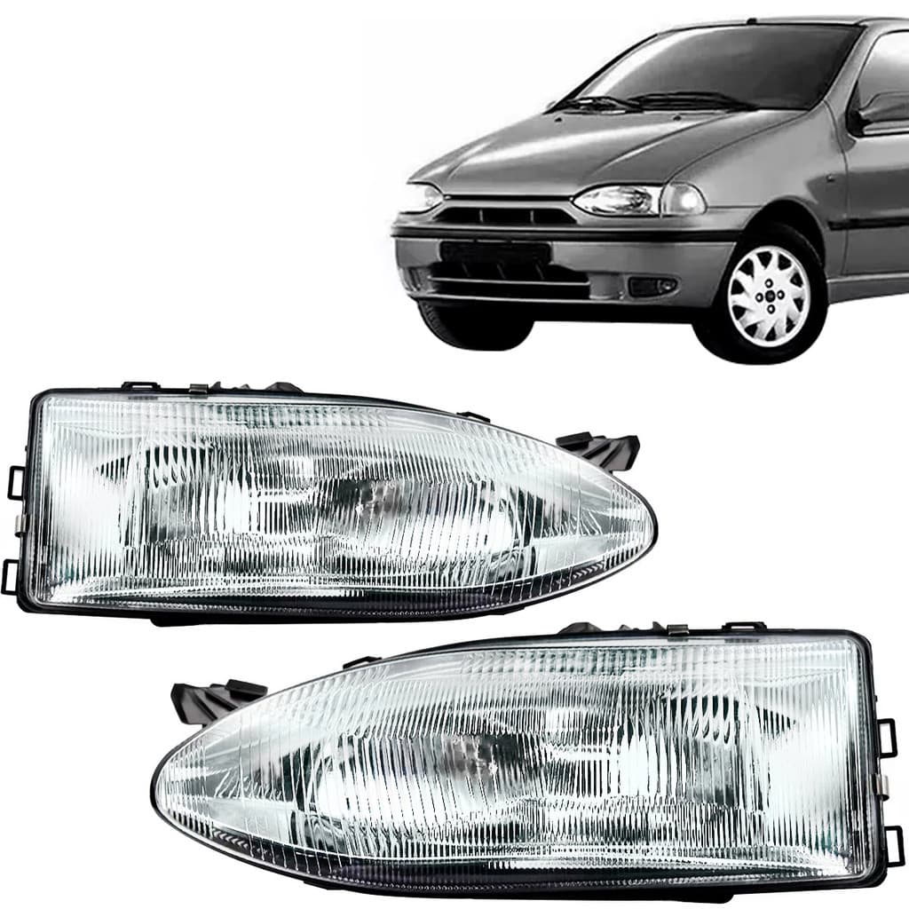 Farol Palio 96 97 98 99 2000 Cromado Lente Vidro