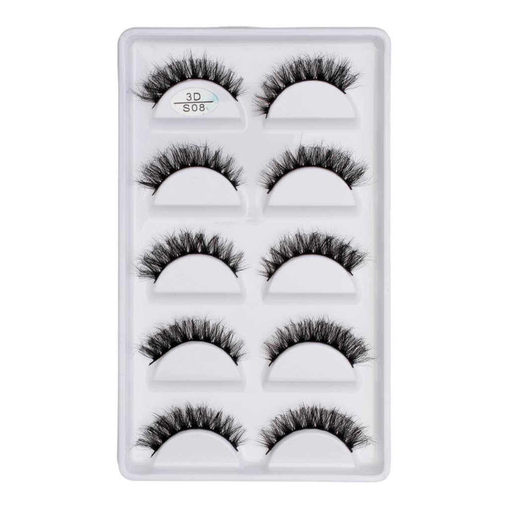 Cartela com 5 pares de cilios postiços naturais modelo - S08