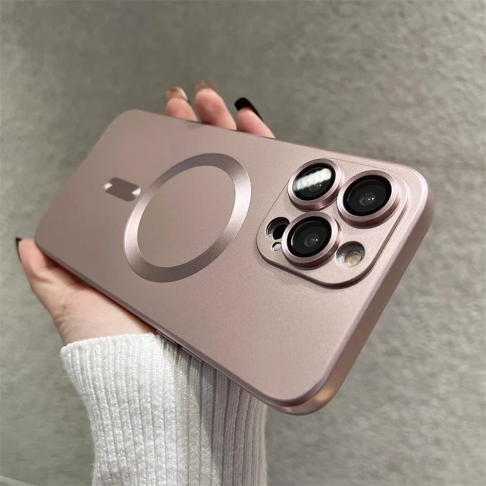 Capa magnética fosca dourada de luxo Adequada para iPhone 11 12 13 14 15 pro max 7 8 Plus x xs max XR SE com capa de filme de lente Capa de Silicone à prova de choque para telefone