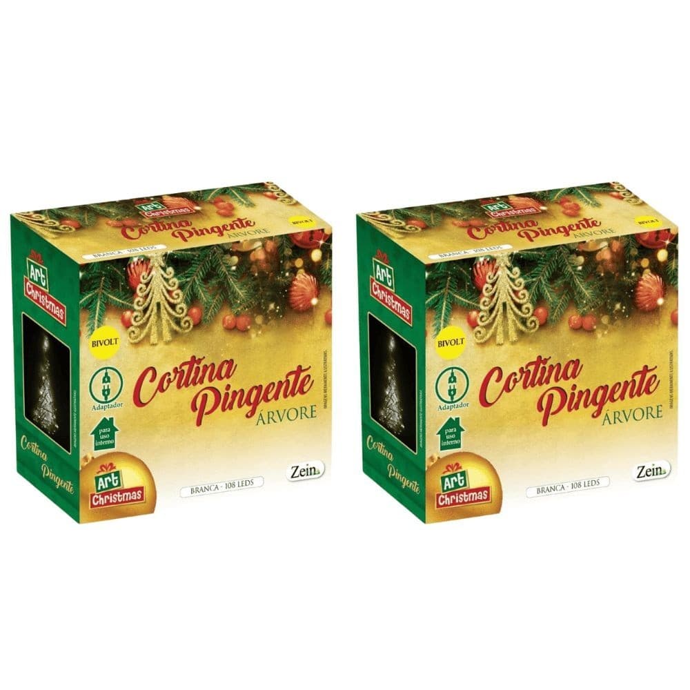 Kit 2 Cortina Pingente Arvore Branca 108 Leds 4M Bivolt