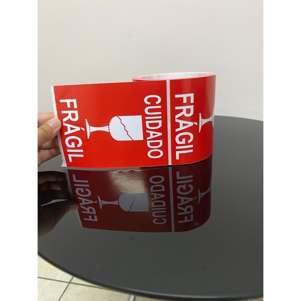 Etiqueta Adesiva Frágil 100x130 Cor Vermelho - ROLO C/ 250und