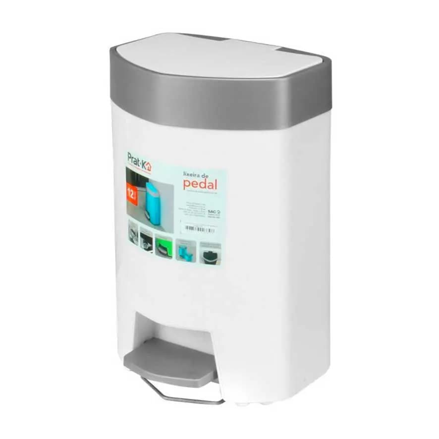 Lixeira Banheiro Cozinha com Pedal 12 Litros  Quadrado Plástico Cesto de Lixo Escritório