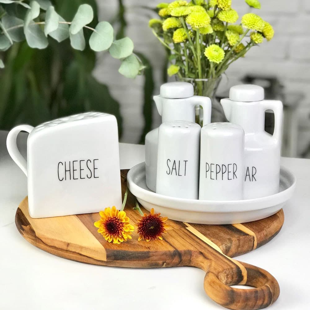 Galheteiro jumbo com porta queijo ralado porcelana Branco