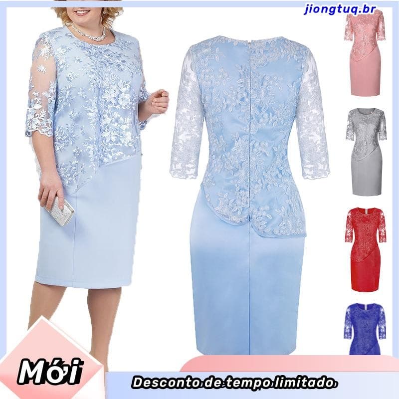 Vestido Midi Infantil Floral De Renda Em Camadas Plus Size Com Meia Manga Para Festa