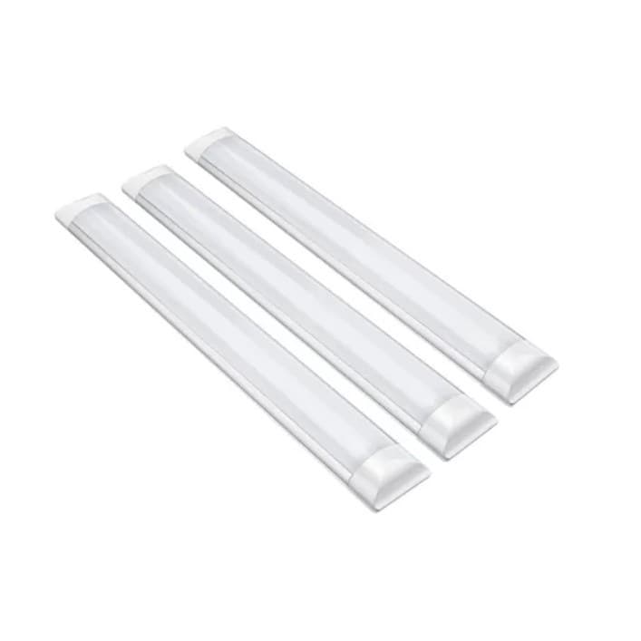 Kit 3un Luminaria slim Led 40w 120cm Linear com calha sobrepor 6500K Preto/Branco