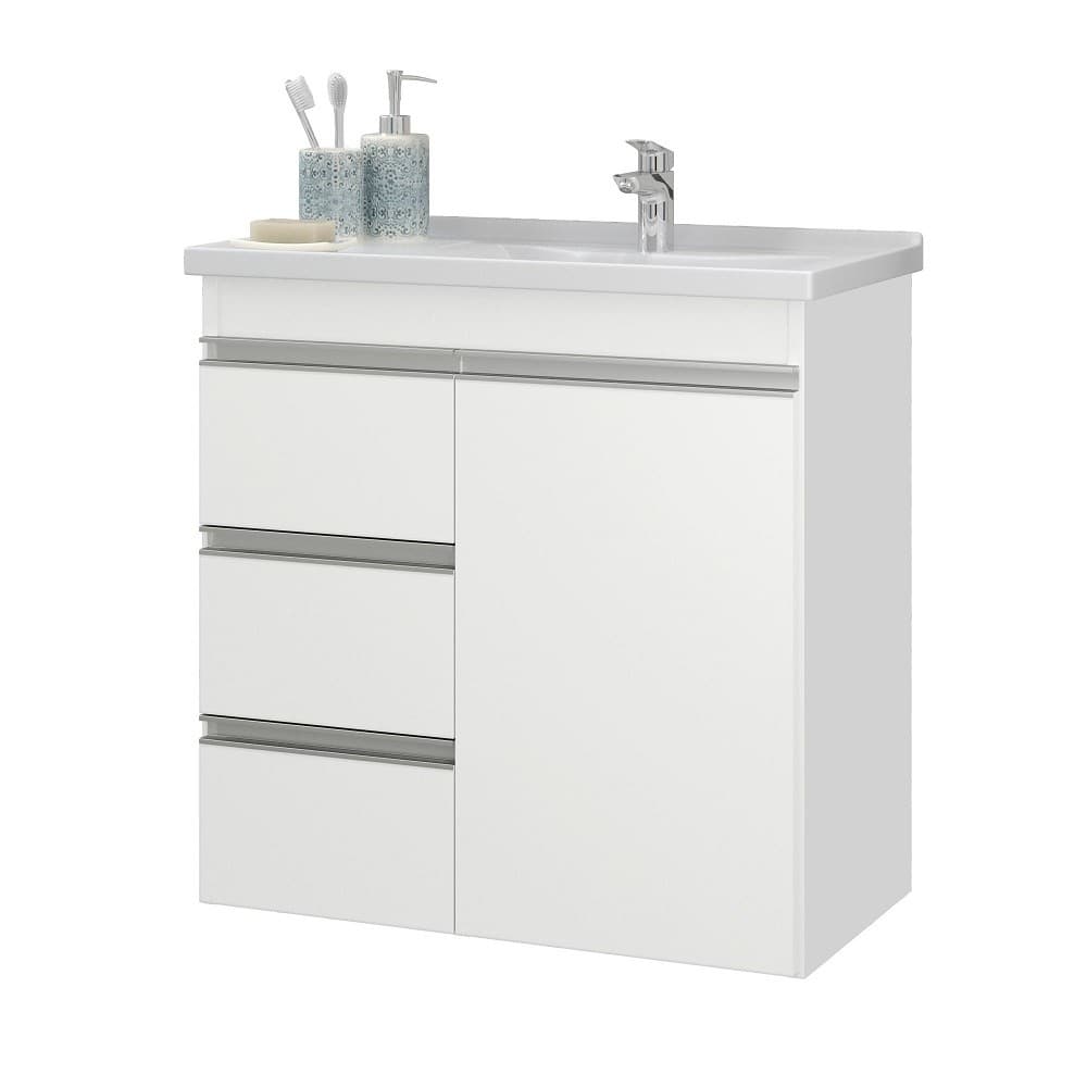 Gabinete Com 03 Gavetas e Prateleira Interna Malibu - Branco - FHEM Móveis