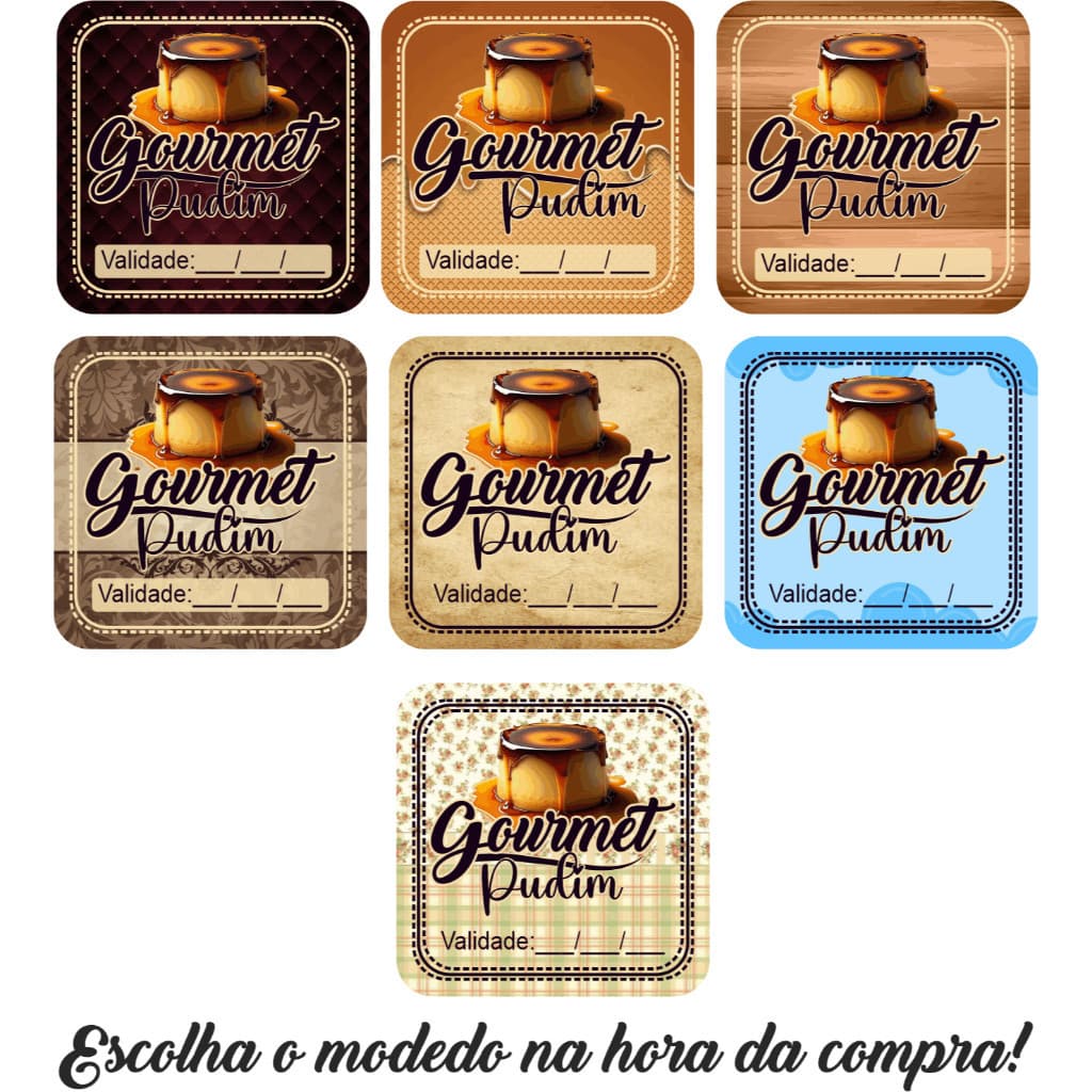 50 100 150 200 UNIDADES ADESIVO ETIQUETA TAG QUADRADO 3,5 CM X 3,5 CM  PUDIM GOURMET  A PROVA DE AGUA  AUTO ADESIVA UNIDADES PARA EMBAGENS CAIXAS SAQUINHO PAPEL TERMICO POTES E POTES DE GELADEIRA