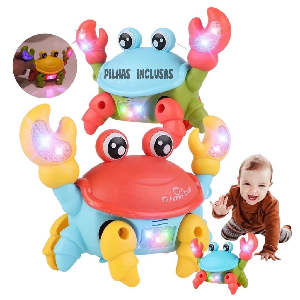 Brinquedo Caranguejo Fujão Musica Som Luz Movimento Presente Para Crianças