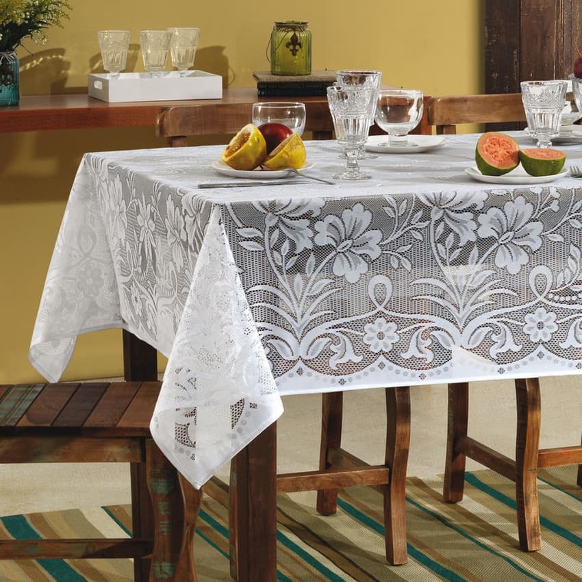 Toalha de Mesa 6 Lugares Renda Realeza 150x210cm