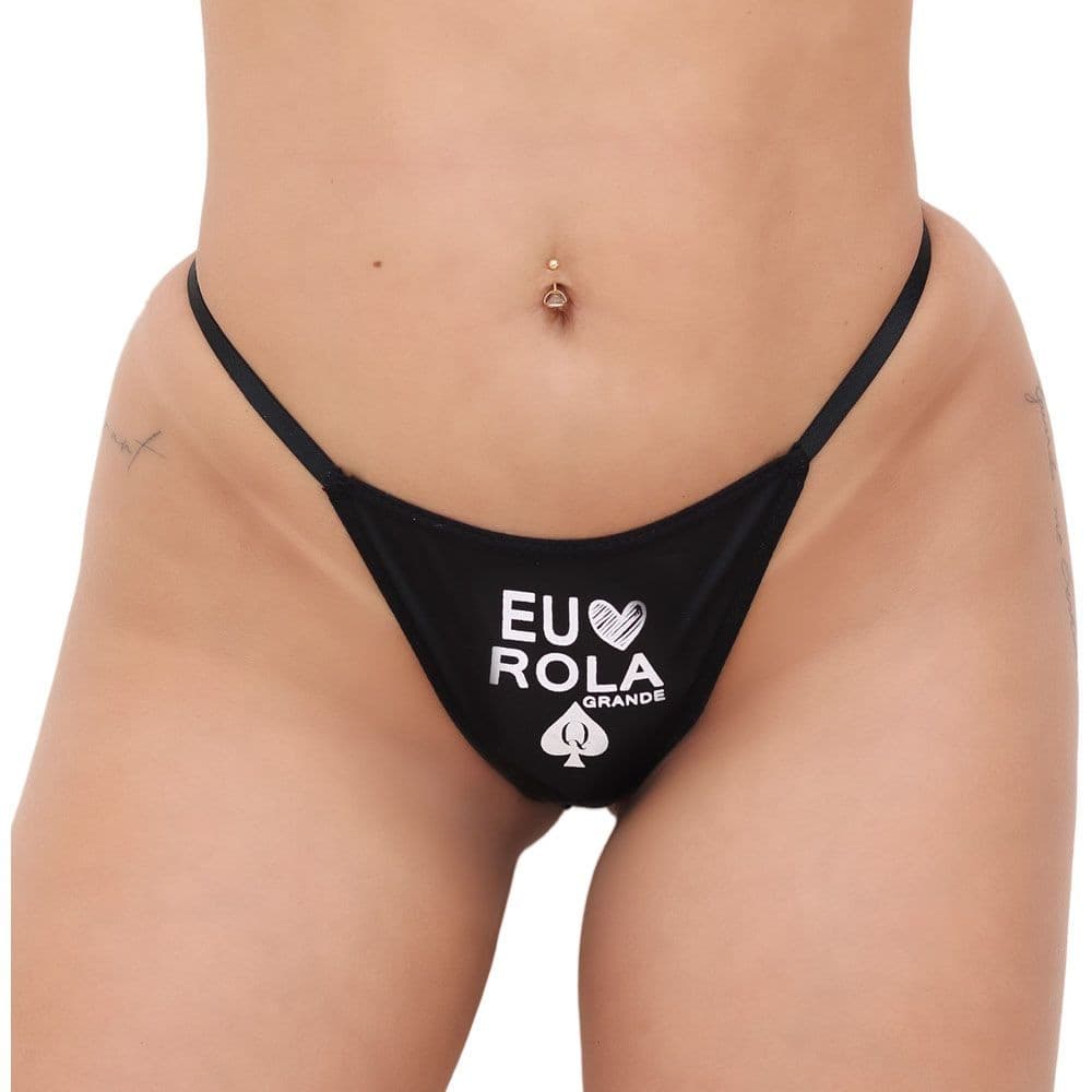 Calcinha Hotwife Sensual Eu Amo Rol Grande Fio Dental Linda Com Ajustes nas Laterais