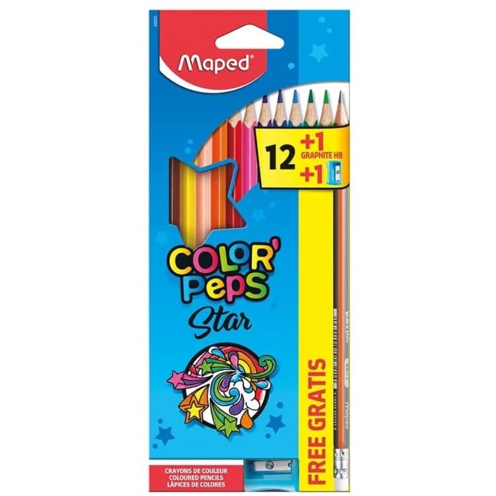Lapis De Cor Colorpeps Star 12 Cores + Apontador e Lapis Grafite