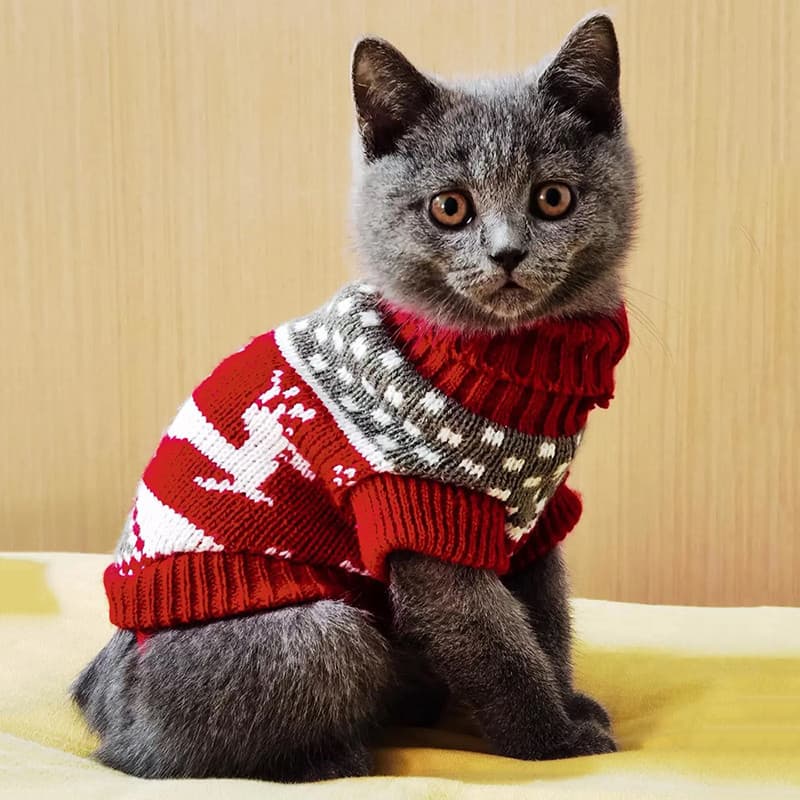 Natal Impressão Filhote De Cachorro Gato Camisola Traje Inverno Quente Roupas Para Animais De Estimação Gatos Cães Pulôv