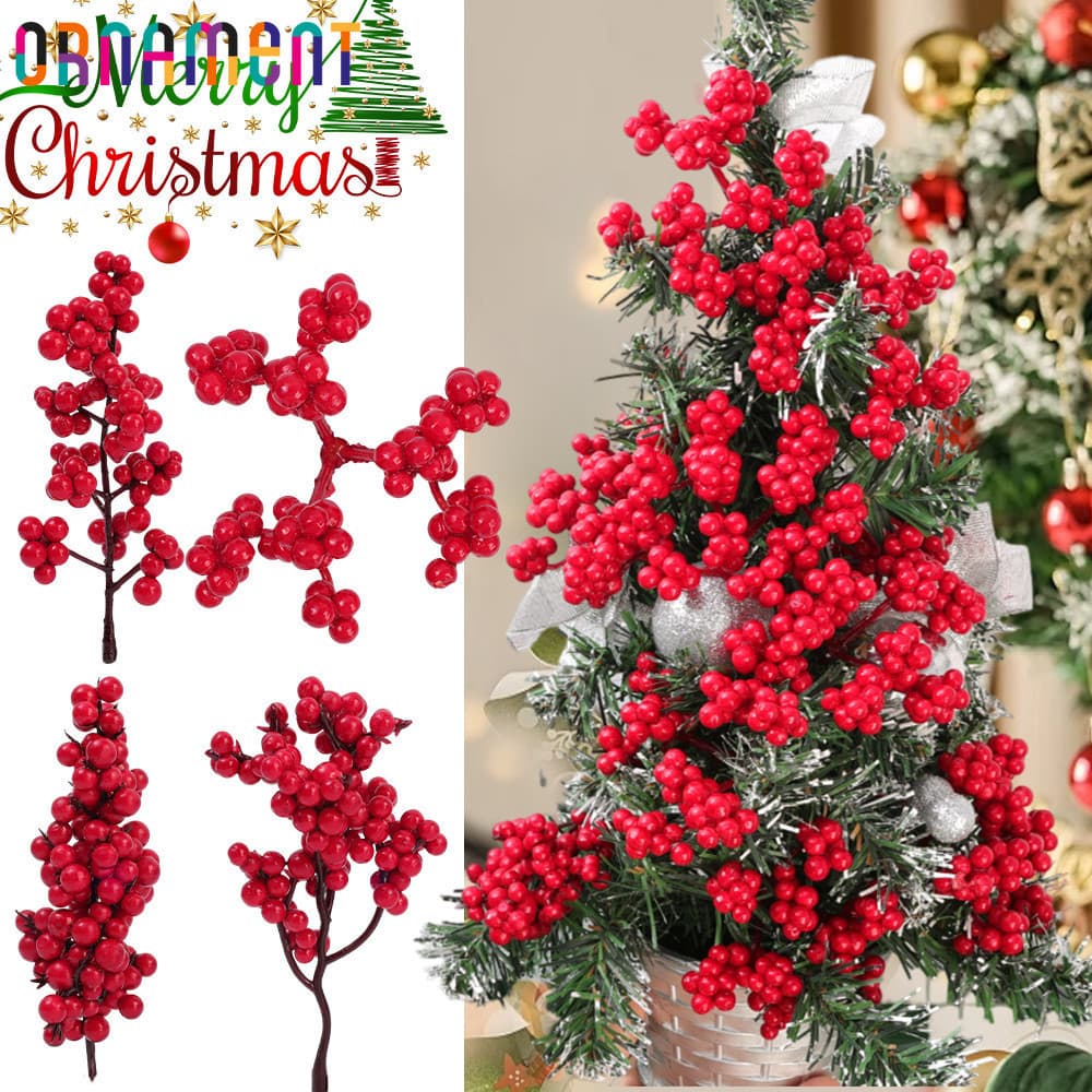[Decoração De Natal] 5 Pcs Ramo De Baga Simulado-Casa De Festa De Festival-Guirlanda De Vaso Ornamento DIY-Bagas De Árvo