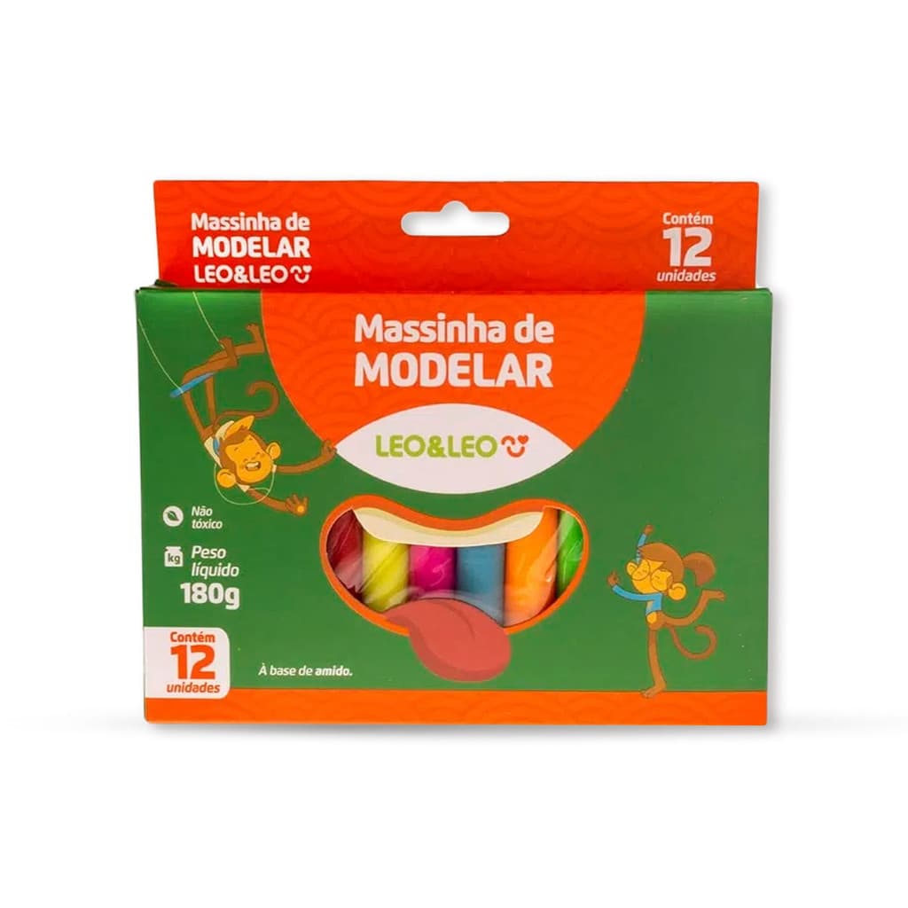 Massinha D Modelar 12 Cores Base de Amido Leo & Leo Criativo