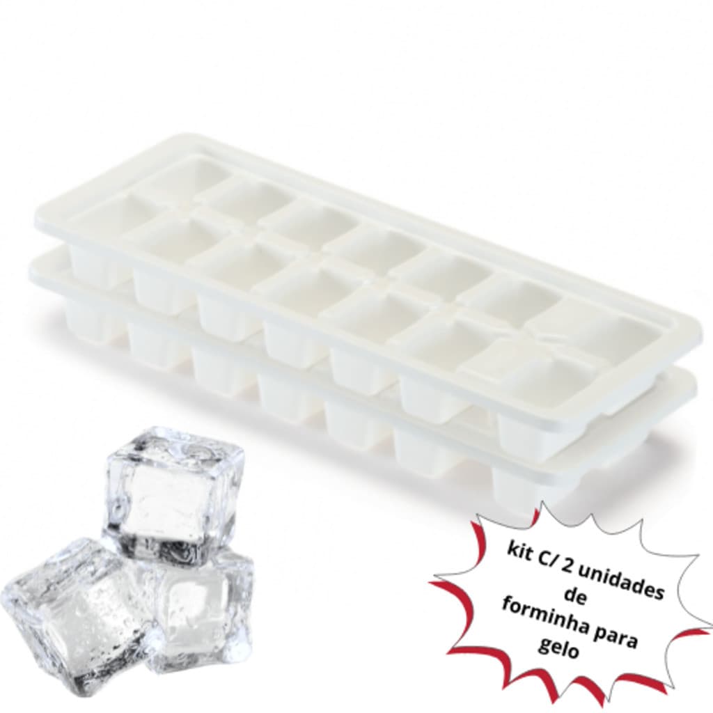 Conjunto Com 2 Formas Para Gelo  De Plástico - Branco