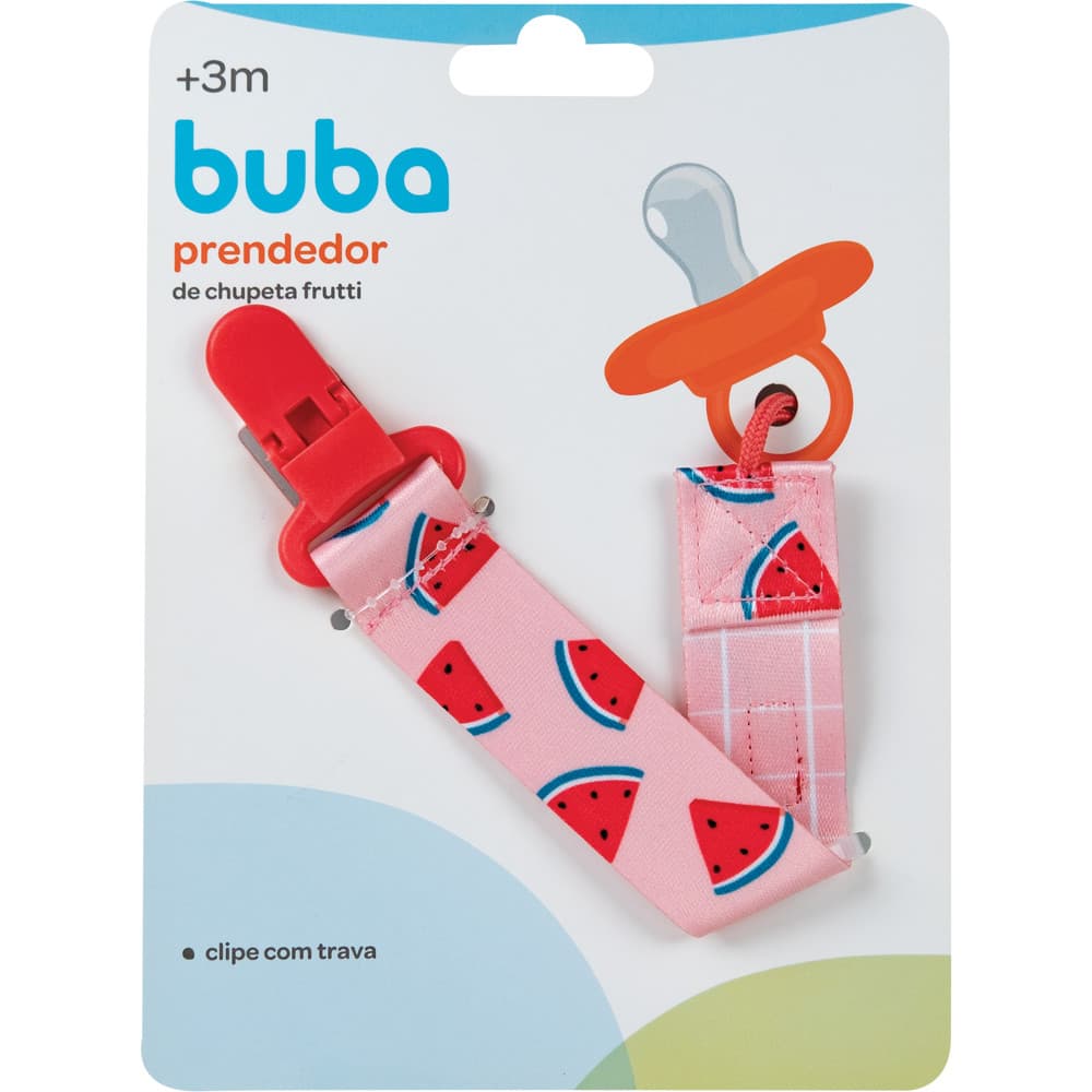 Prendedor de Chupeta Com Clip Trava Prendedor de Bico Bebê Frutti Melancia Estampado Cordão Buba