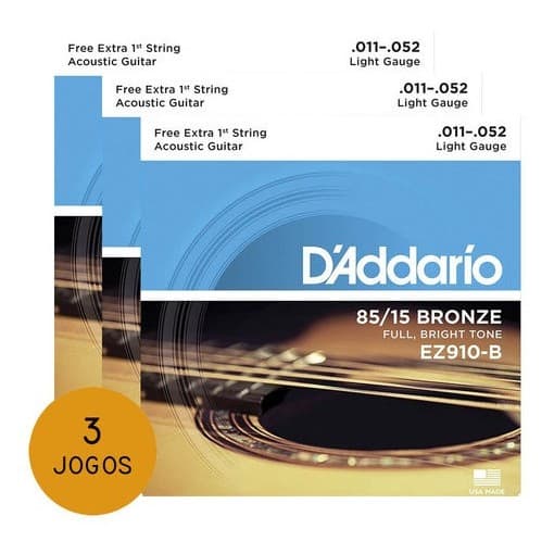 Kit 3 Encordoamentos Violao Aco Daddario Ez910 011