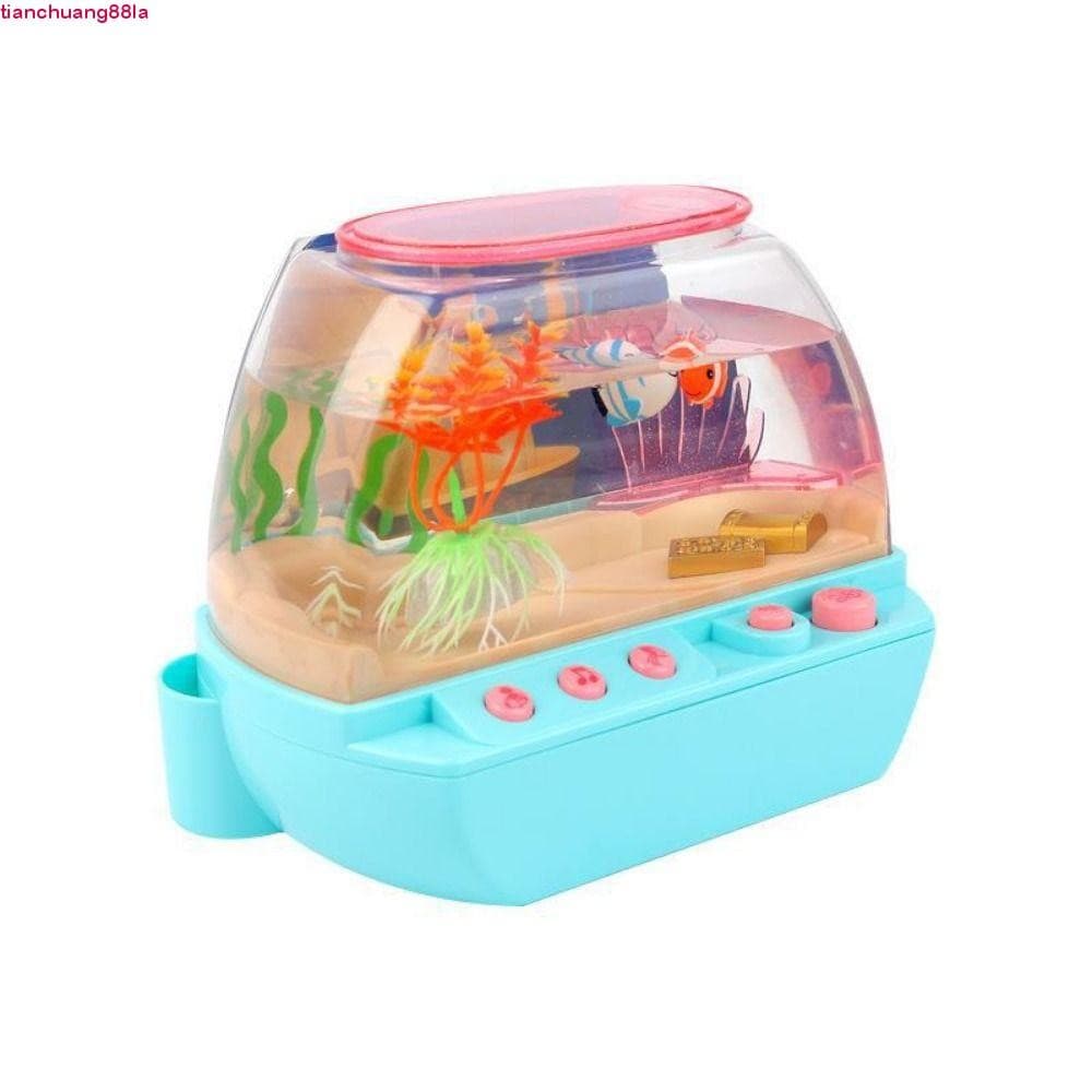 TIANCHUANG Mini Tanque De Peixes De Simulação , Adorável Brinquedo De Aquário Artificial Criativo , Com Música LED Light