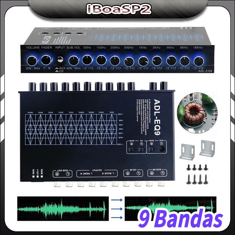 Equalizador Automotivo 9 Bandas Rca Subwoofer 12v Palestrante Pronta Entrega