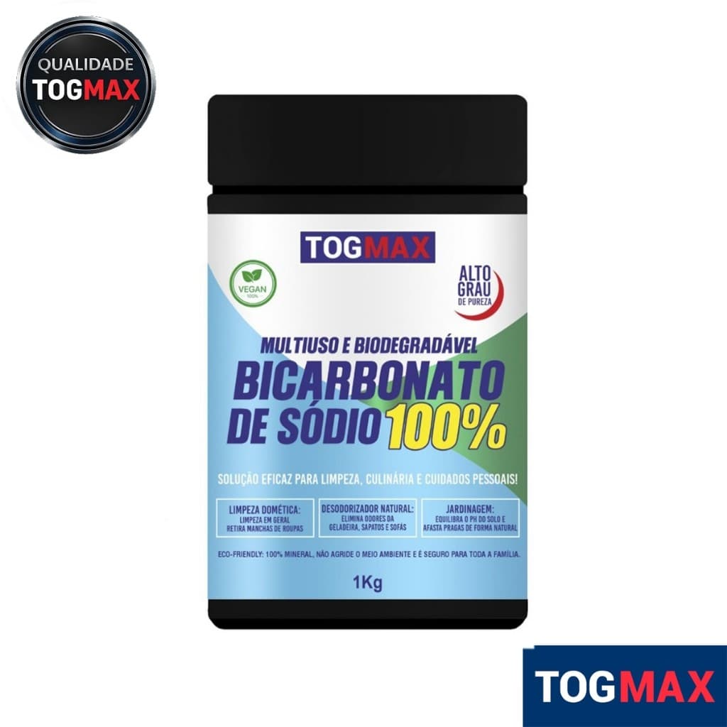 Bicarbonato de Sódio Limpeza Pesada Multiuso 1kg Potente Uso Doméstico Embalagem Econômica Togmax