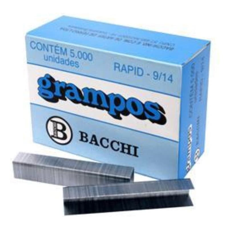 Grampos Bacchi - 9/14 -Galvanizados Caixa Com 5000 grampos para grampeador manual.