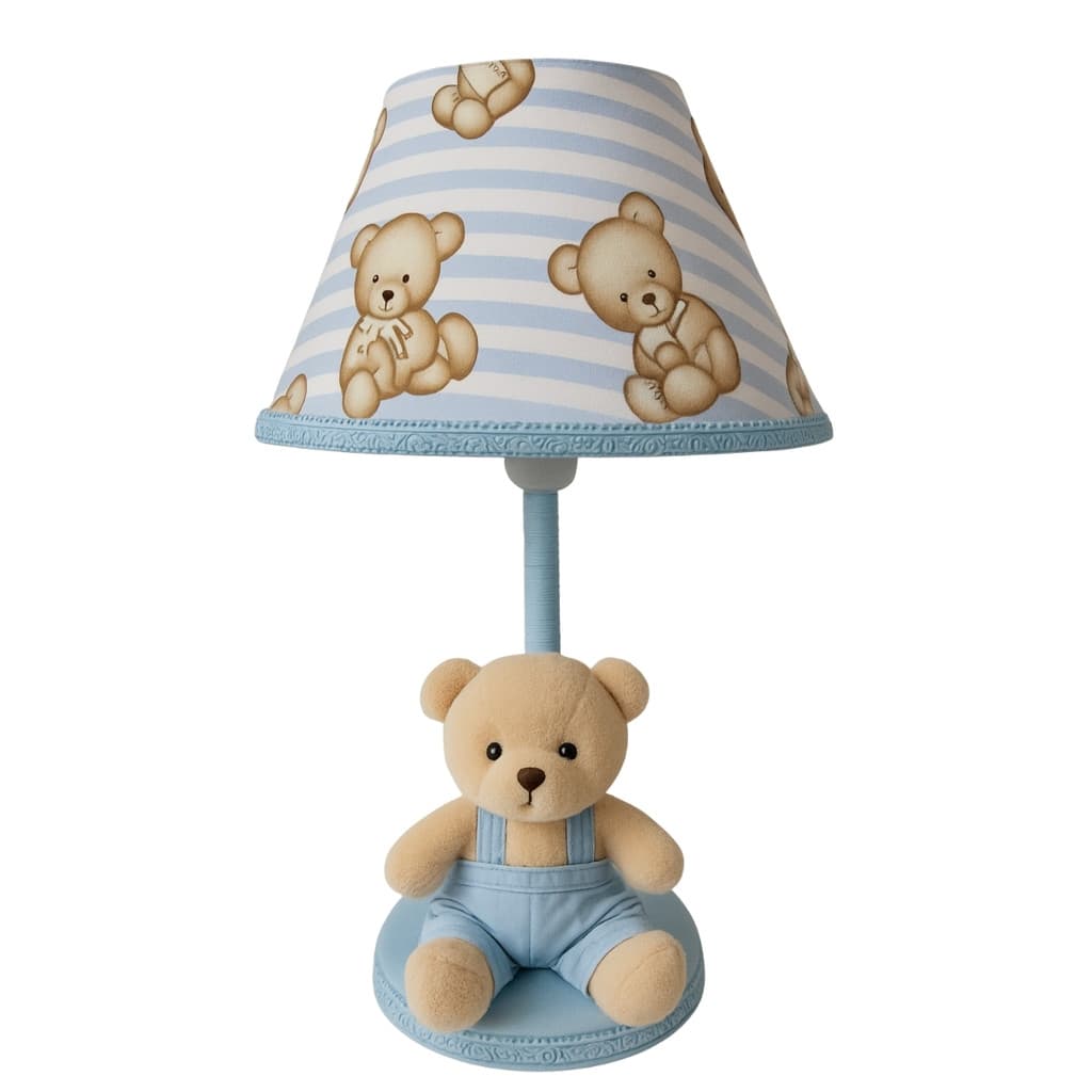 Abajur Infantil Bebê Menino Urso Decoração Quarto de Criança