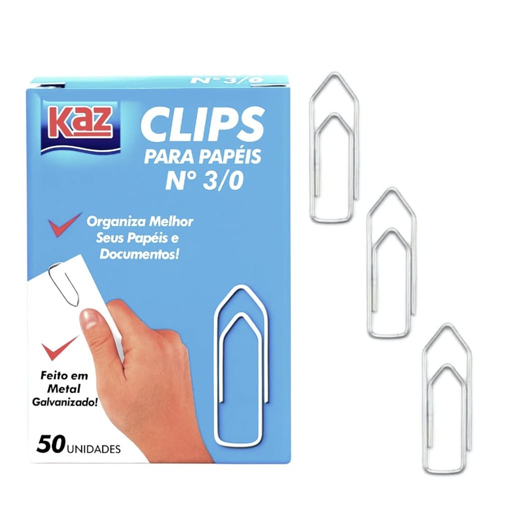Clips De Papel Galvanizado 50 Unidades N° 3/0 Organizador