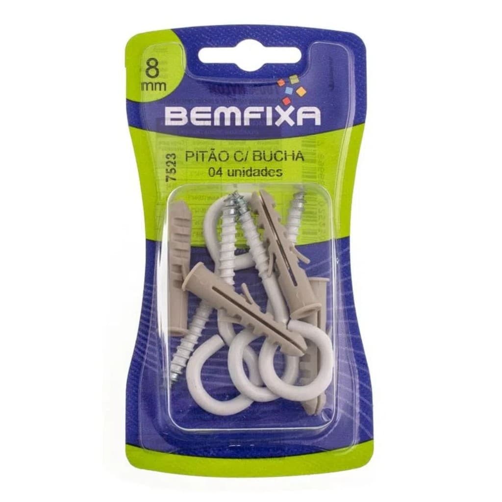 Kit 4 Pitao Branco 4,4x70 Com Bucha 08mm