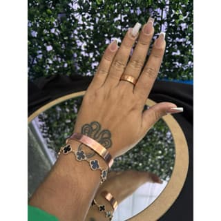 Conjunto Anel Pulseira 100% Cobre Puro Natural Unissex - 3 cm - Cobre - 3 cm